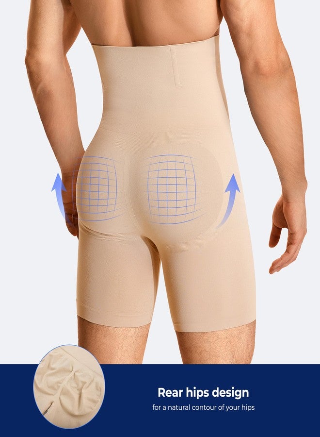 TAILONG Mens Shapewear Tummy Control Underwear Compression Shorts Slimming Body Shaper Leg Boxer Briefs Beige - Image 3